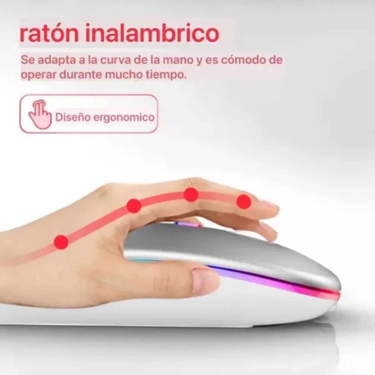 GENERICO - Mouse Inalámbrico Recargable Bluetooth Led Rgb