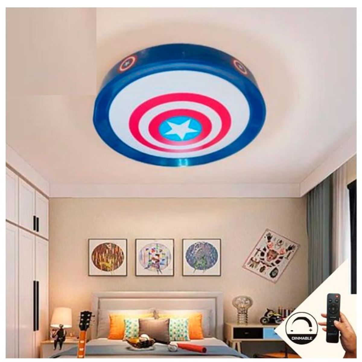 GENERICO - Lámpara de techo Capitan America LED Incluye control remoto