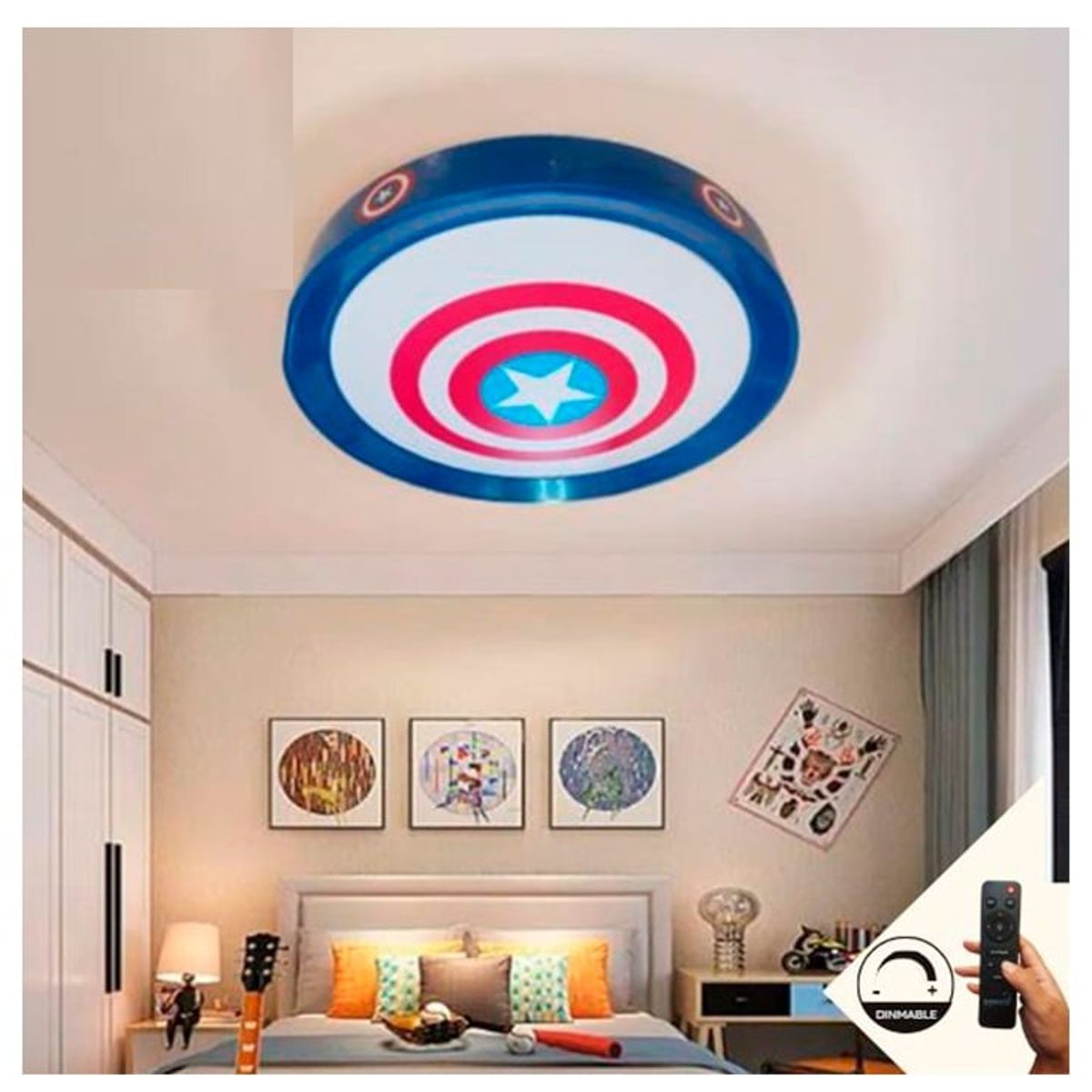 GENERICO - Lámpara de techo Capitan America LED Incluye control remoto