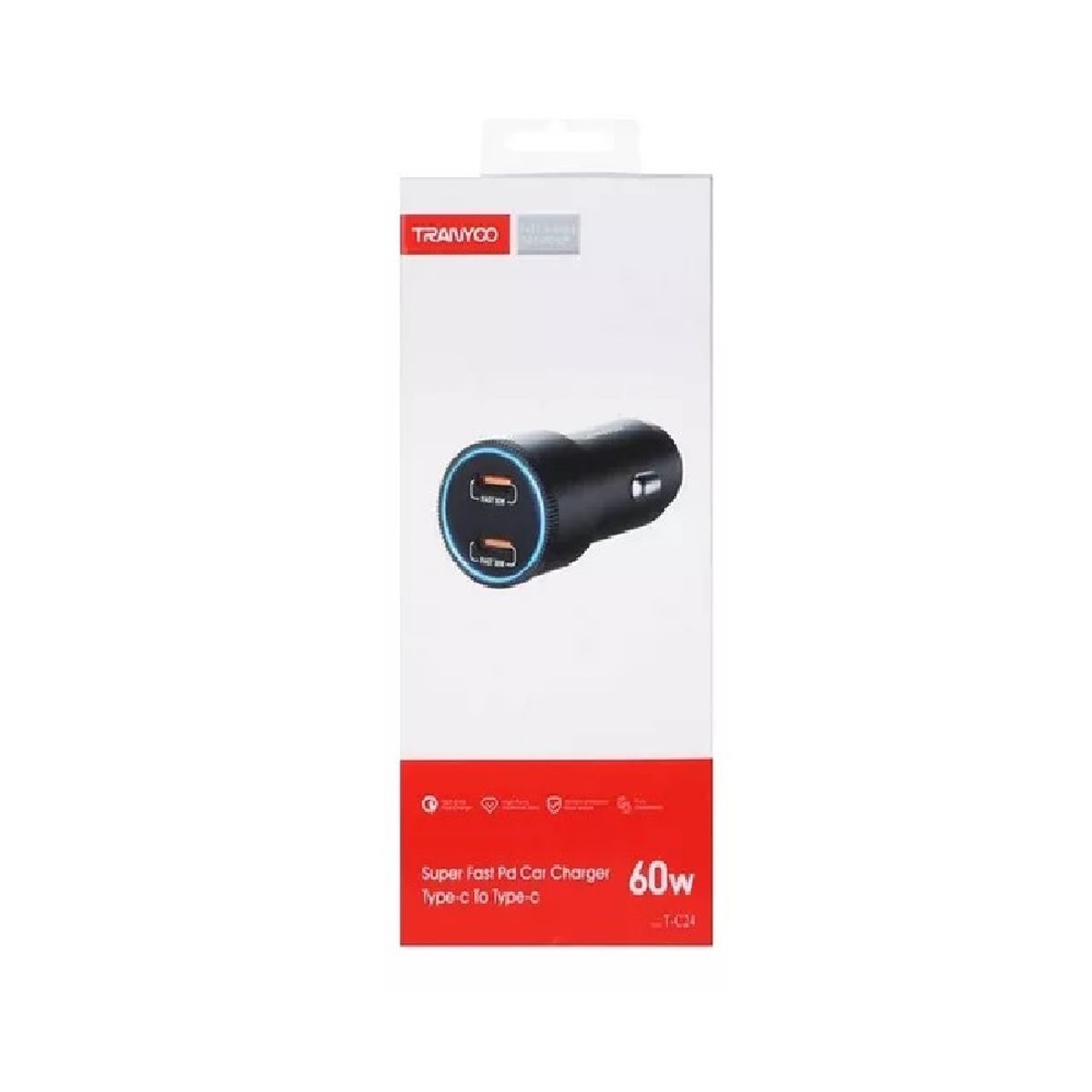 OTTOWARE - Cargador de auto 60W, 2 puertos Tipo-C