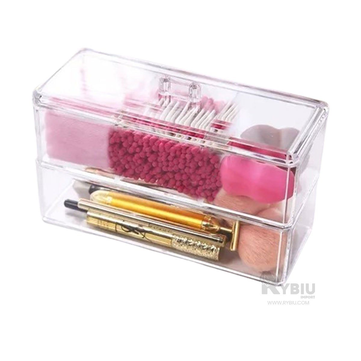 RYBIU IMPORT - Caja de 2 Divisiones en Color Transparente Y+Regalo Agendita