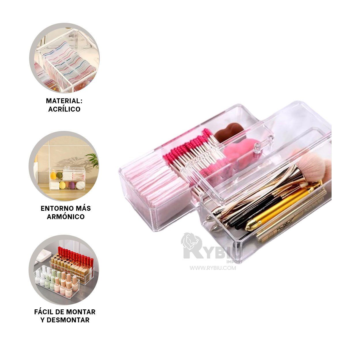 RYBIU IMPORT - Organizador Funcional de 2 Divisiones Y+Regalo Stickers
