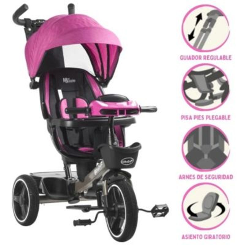 EBABY - Triciclo con USB Venice Deluxe EB367 Rosado
