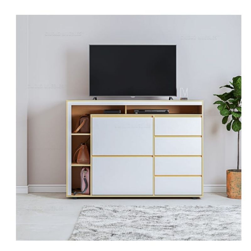 GENERICO - Cómoda Zapatera Moderna Blanca 4 cajones Duna/ Blanco R&R MUEBLES