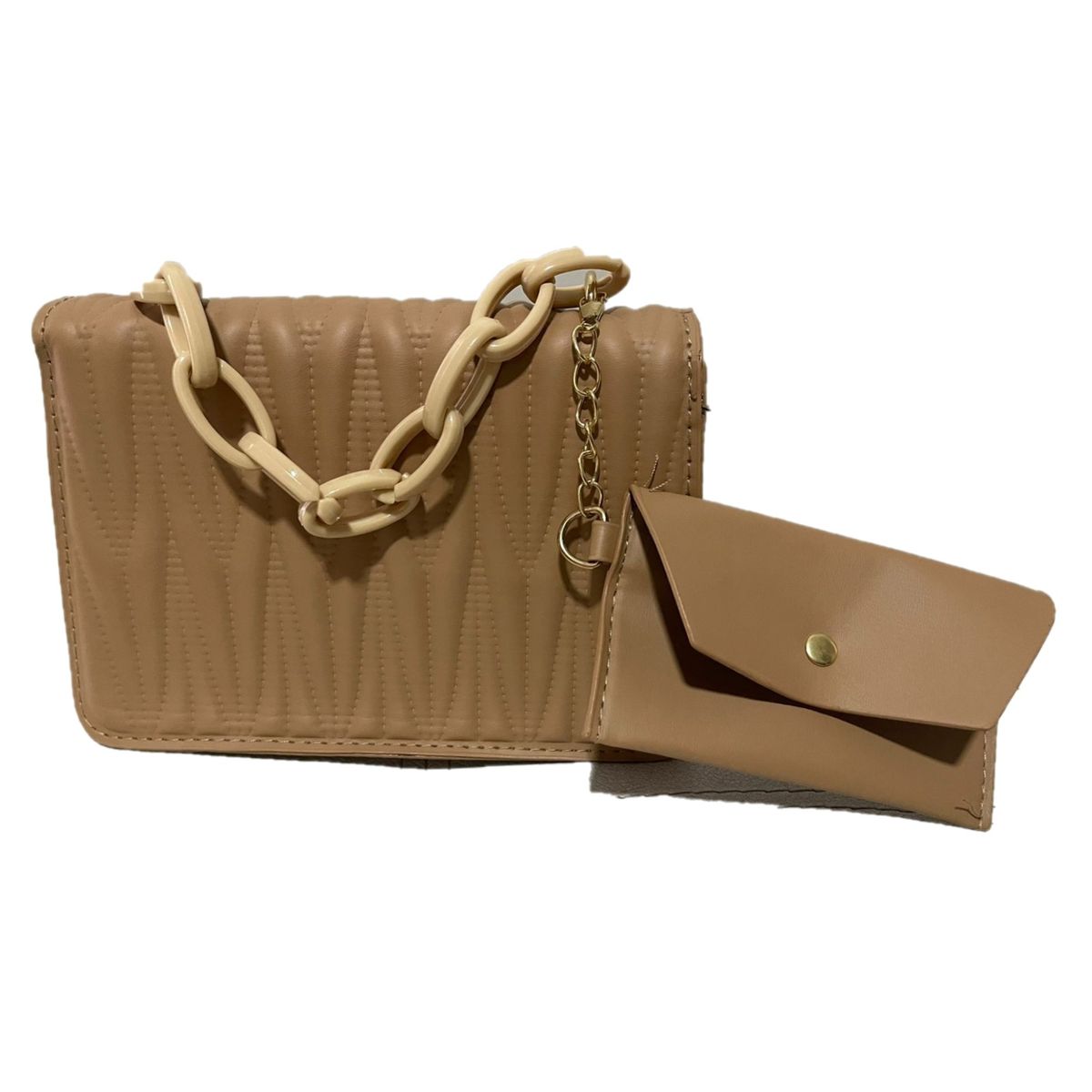 GENERICO - Cartera con Mini monedero 2 en 1 Cuero Sintetico Con Cadena