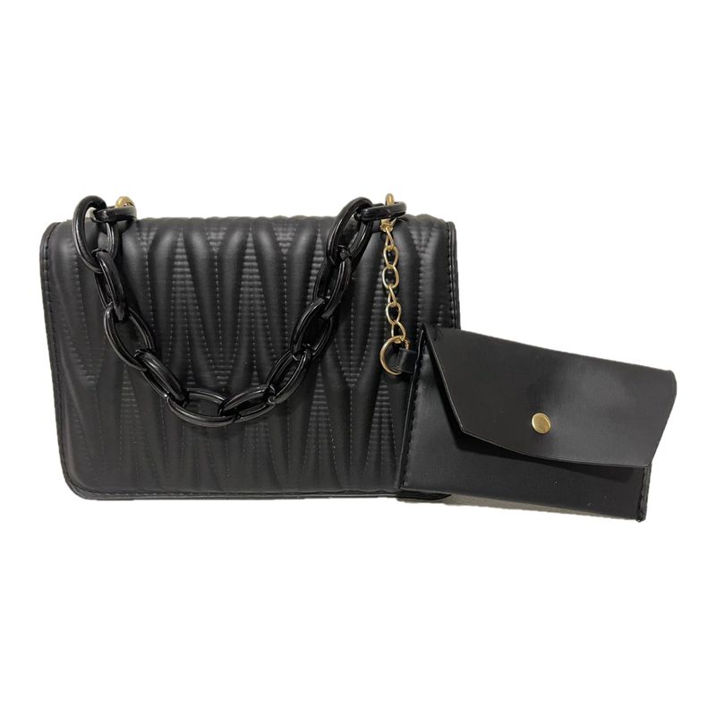 GENERICO - Cartera con Mini monedero 2 en 1 Cuero Sintetico Con Cadena