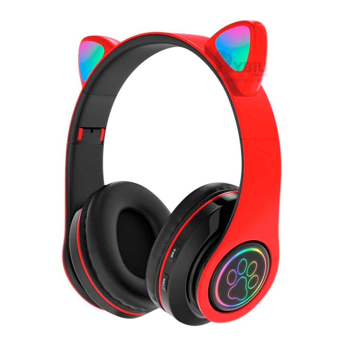 RYBIU IMPORT - Auriculares Luminosos en Color Rojo Y+Envoltorio de Regalo