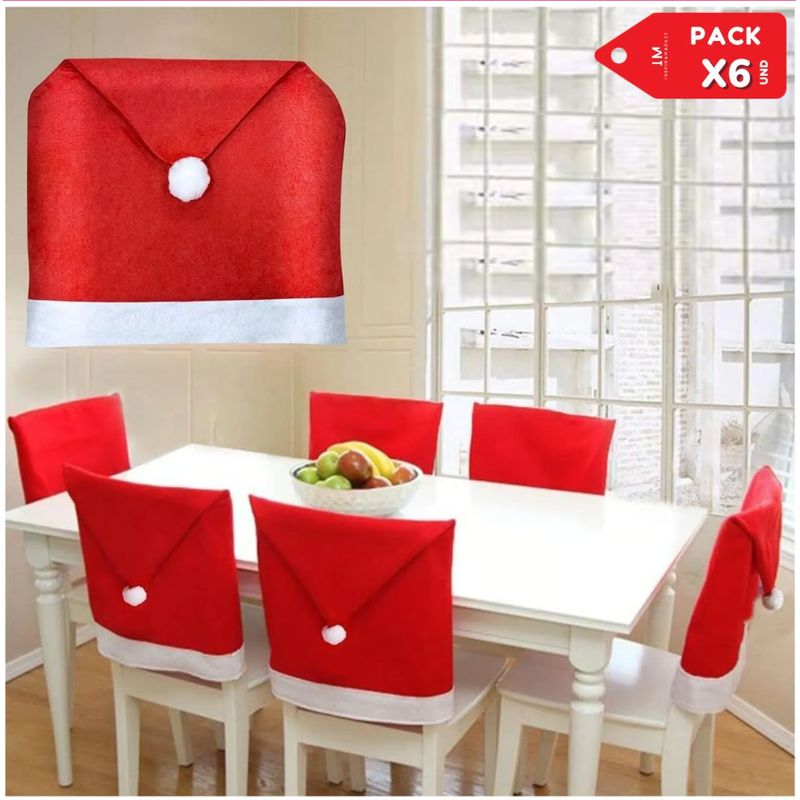 GENERICO - Forro Funda de Silla Navideña Decoración Navidad Pack x6