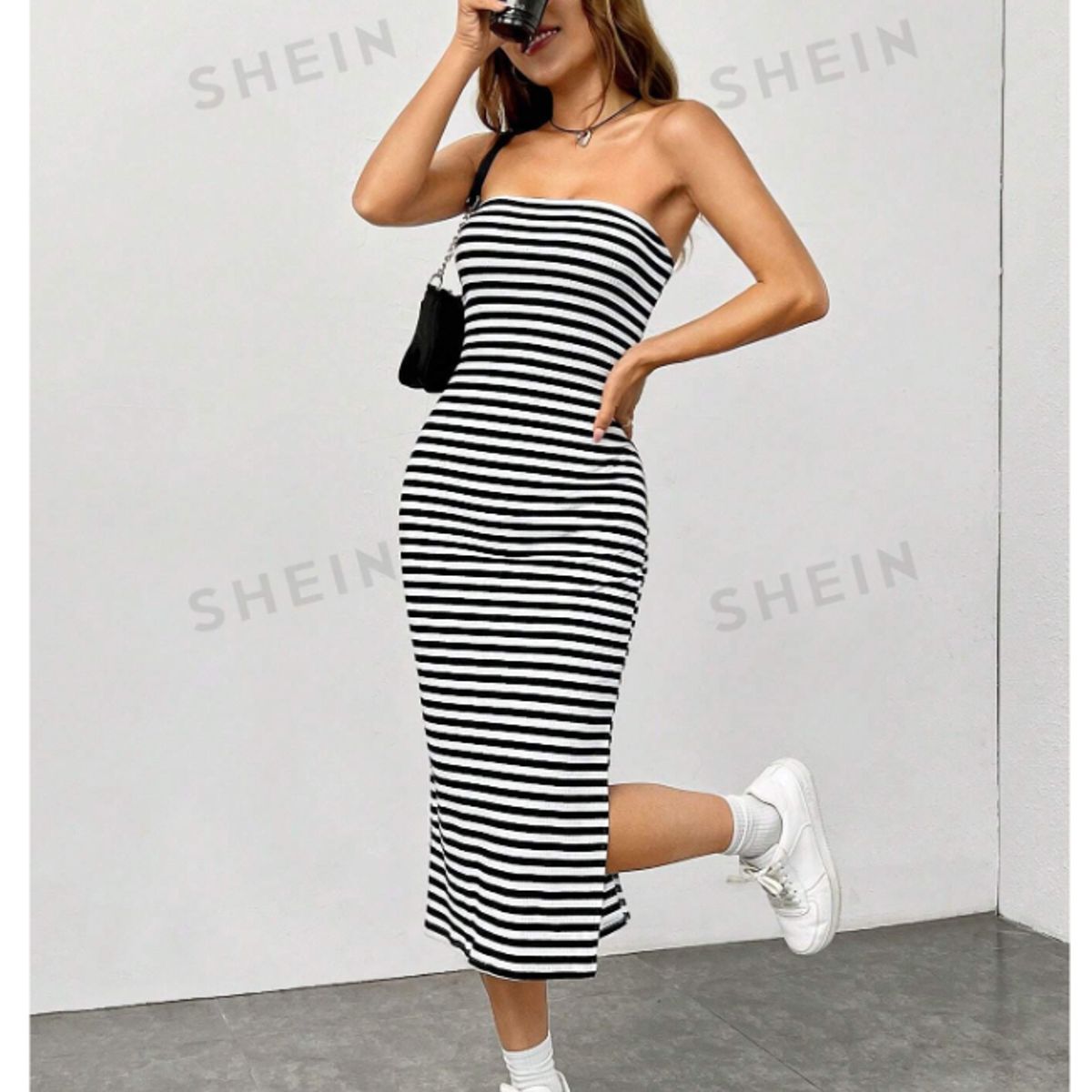 GENERICO - VESTIDO LARGO CROP DE RAYAS