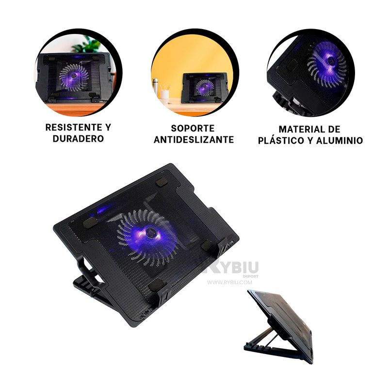RYBIU IMPORT - Soporte con Ventilador para Laptop HA 69 Y+Gift Stickers