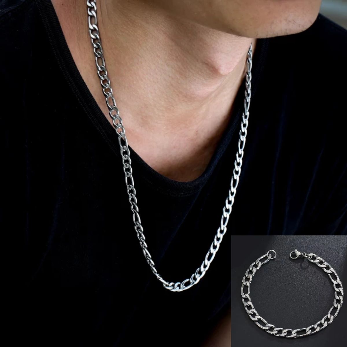 IMPORTADO MC - Collar y pulsera Cartier Cubano Acero Inoxidable 316L