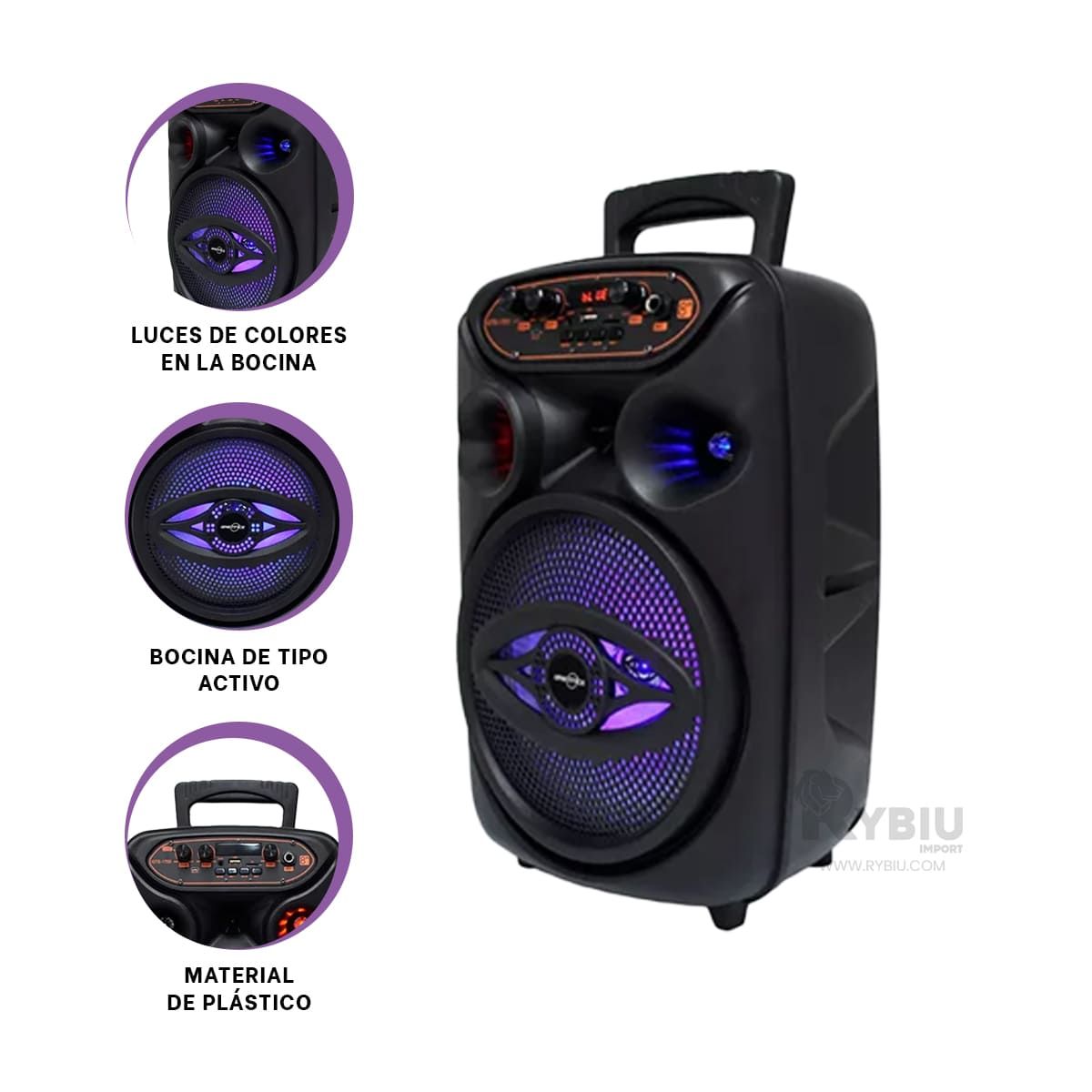 RYBIU IMPORT - Bocina Inalambrica en Color Negro Y+Envoltorio de Regalo