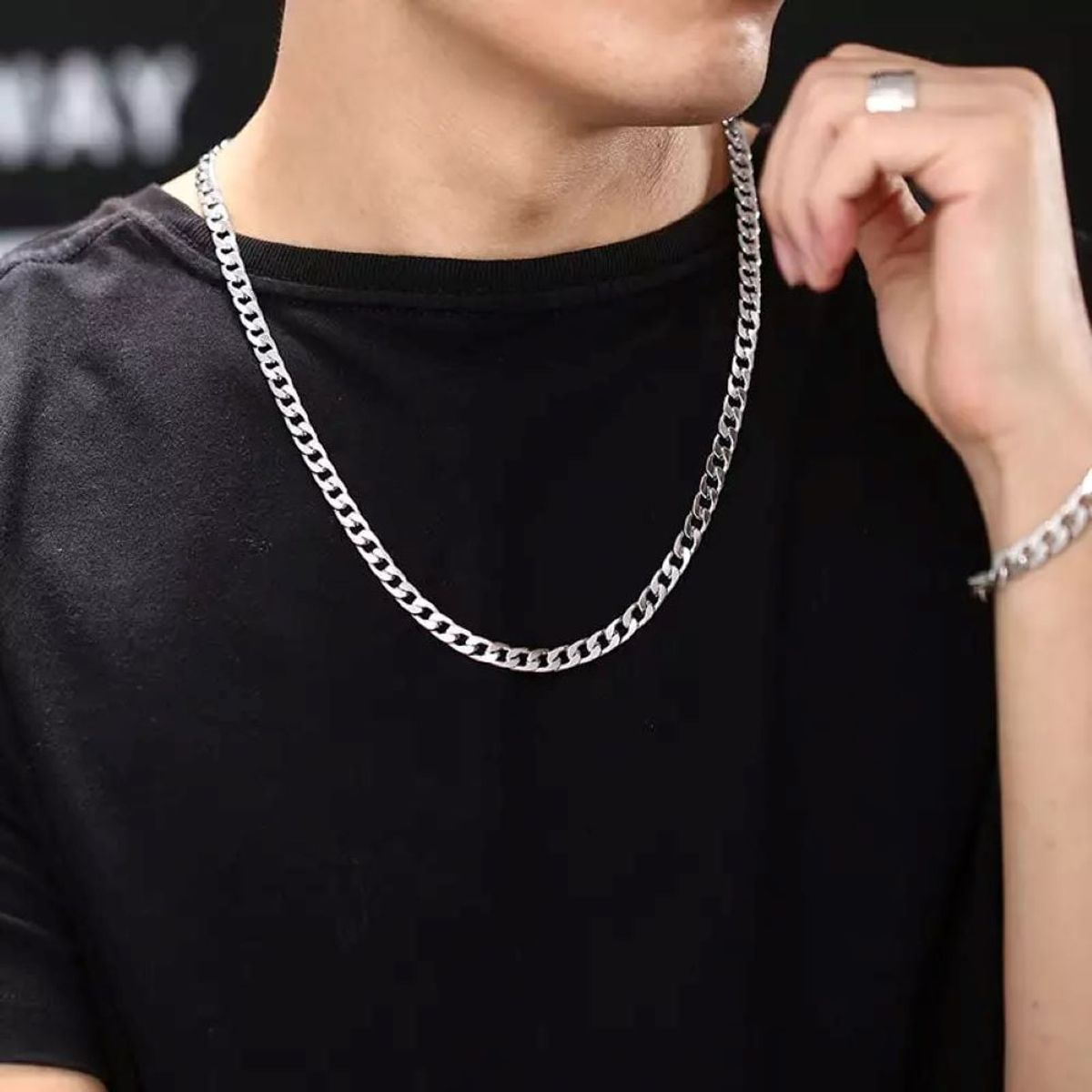 GENERICO - Collar y pulsera Lomo de corvina Cubano Acero Inoxidable 316L