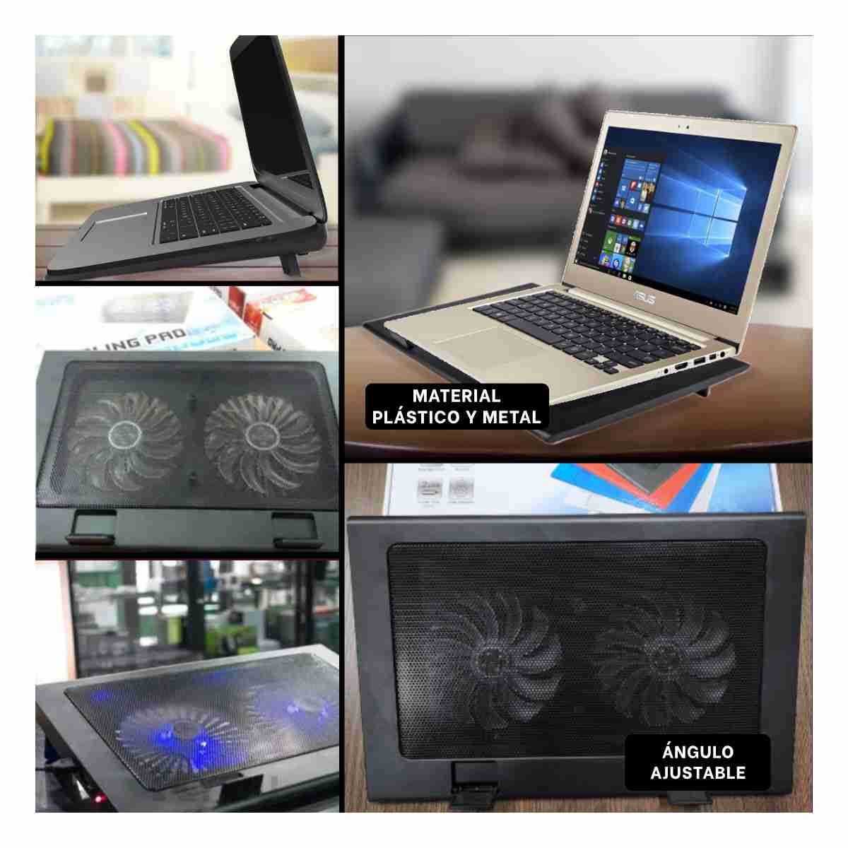 RYBIU IMPORT - Enfriador de Latops con Luces Color Negro Y+Gift MiniAgenda