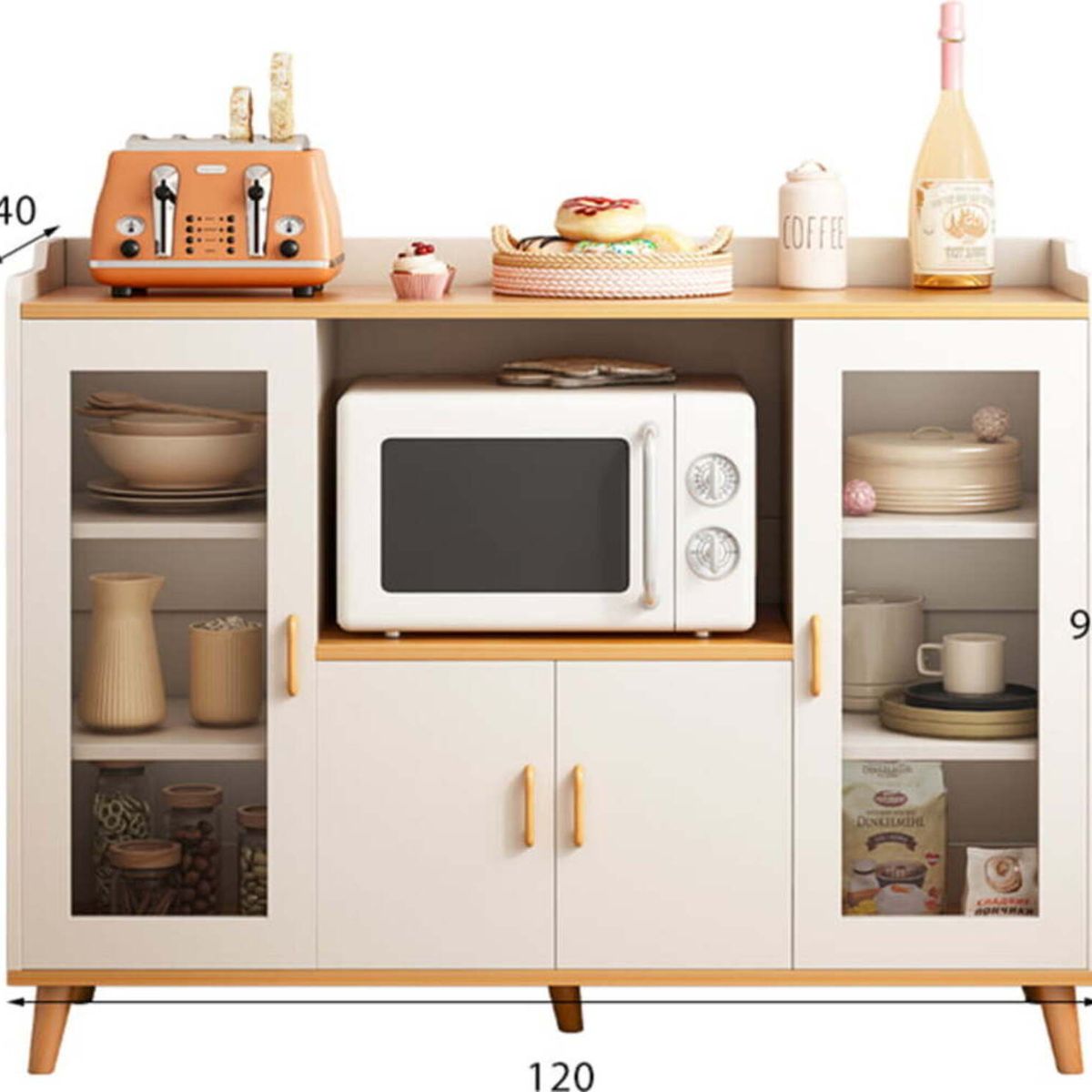 GENERICO - Mueble de Microondas Moderno Lita 4 Puertas R&R MUEBLES