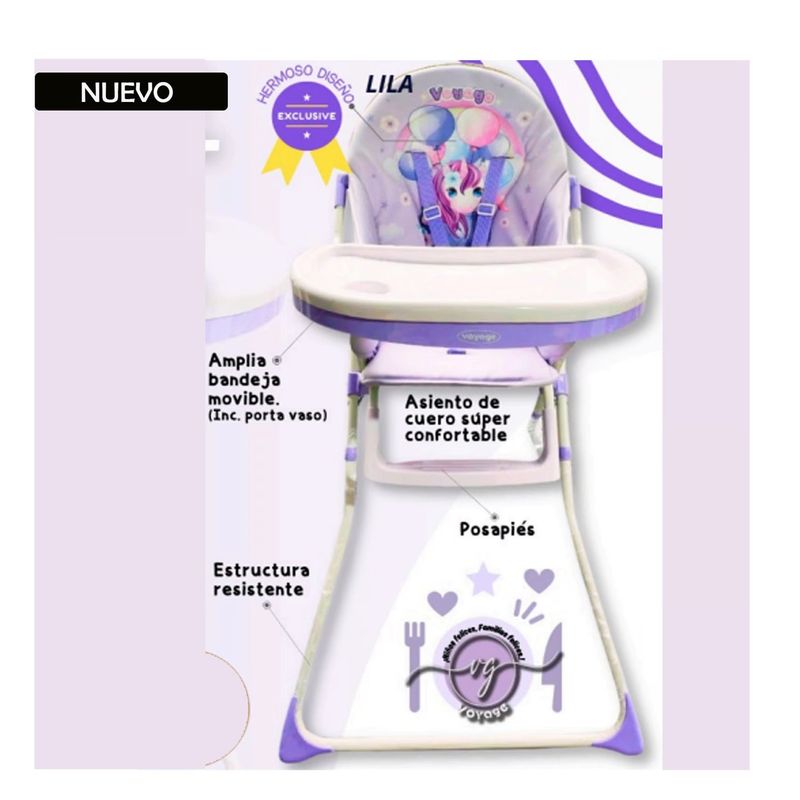 VOYAGE - Silla de Comer Voyage con 5 Puntos de Arnés Carros Rosado