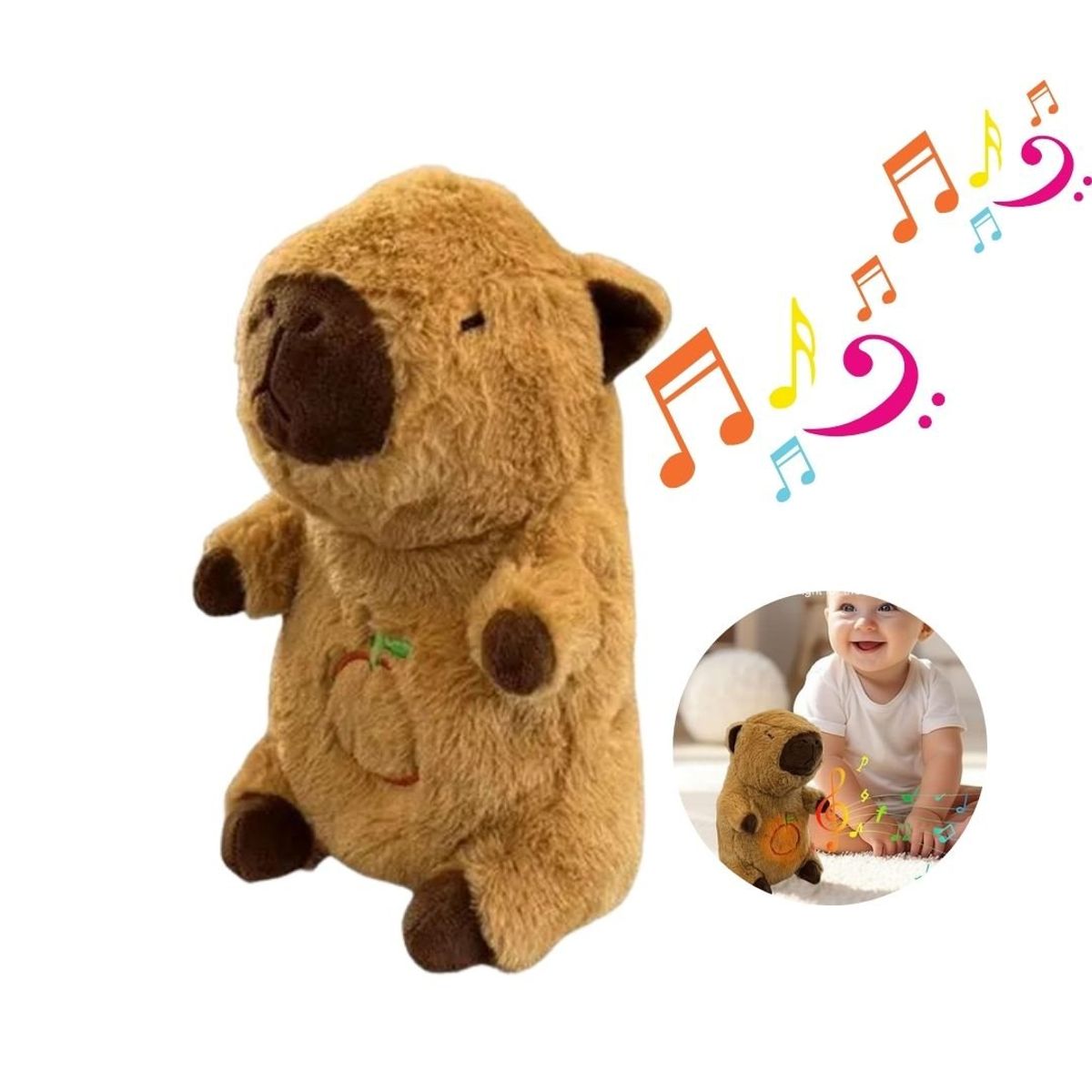 GENERICO - Peluche Capibara Musical Que Respira Color Marrón Para Bebés