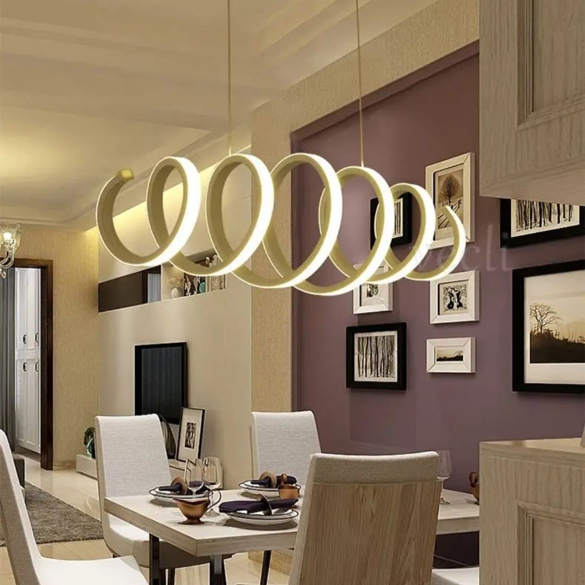 GENERICO - Lámpara colgante spiral dorado 3 luces incluye control