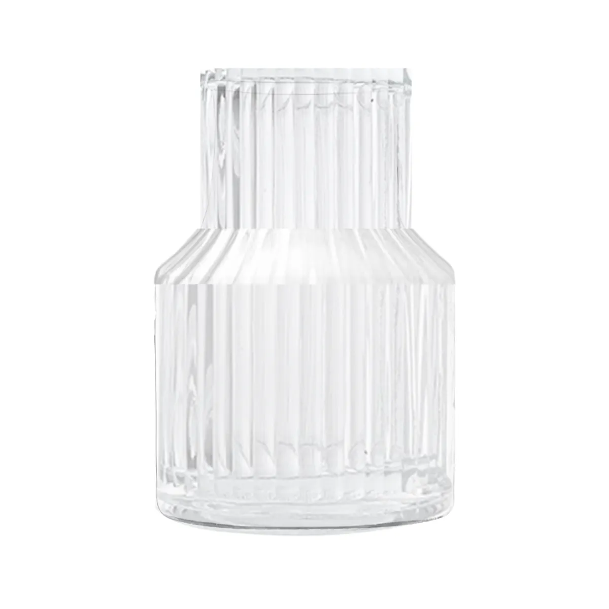 INSPIRA - Jarrón de Vidrio Transparente Diseño Labrado