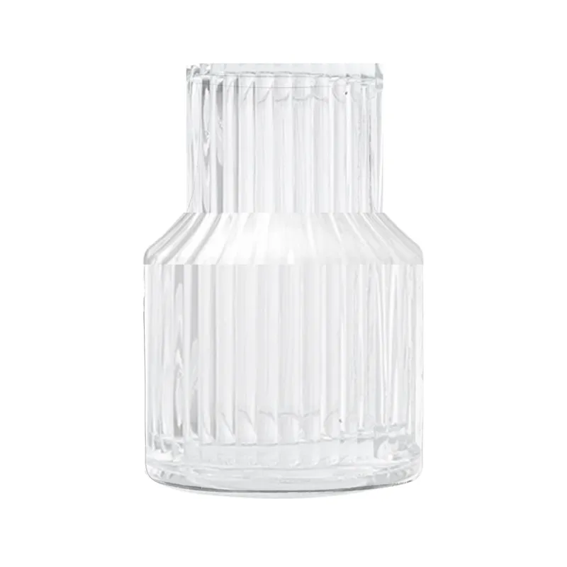 INSPIRA - Jarrón de Vidrio Transparente Diseño Labrado