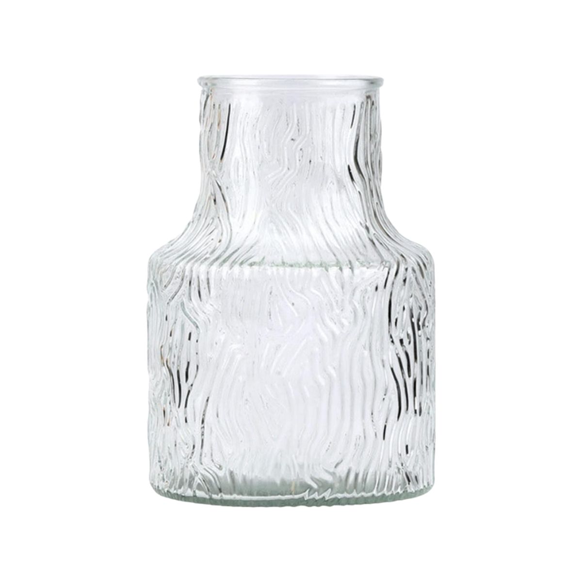 INSPIRA - Jarrón de Vidrio Transparente Diseño Labrado