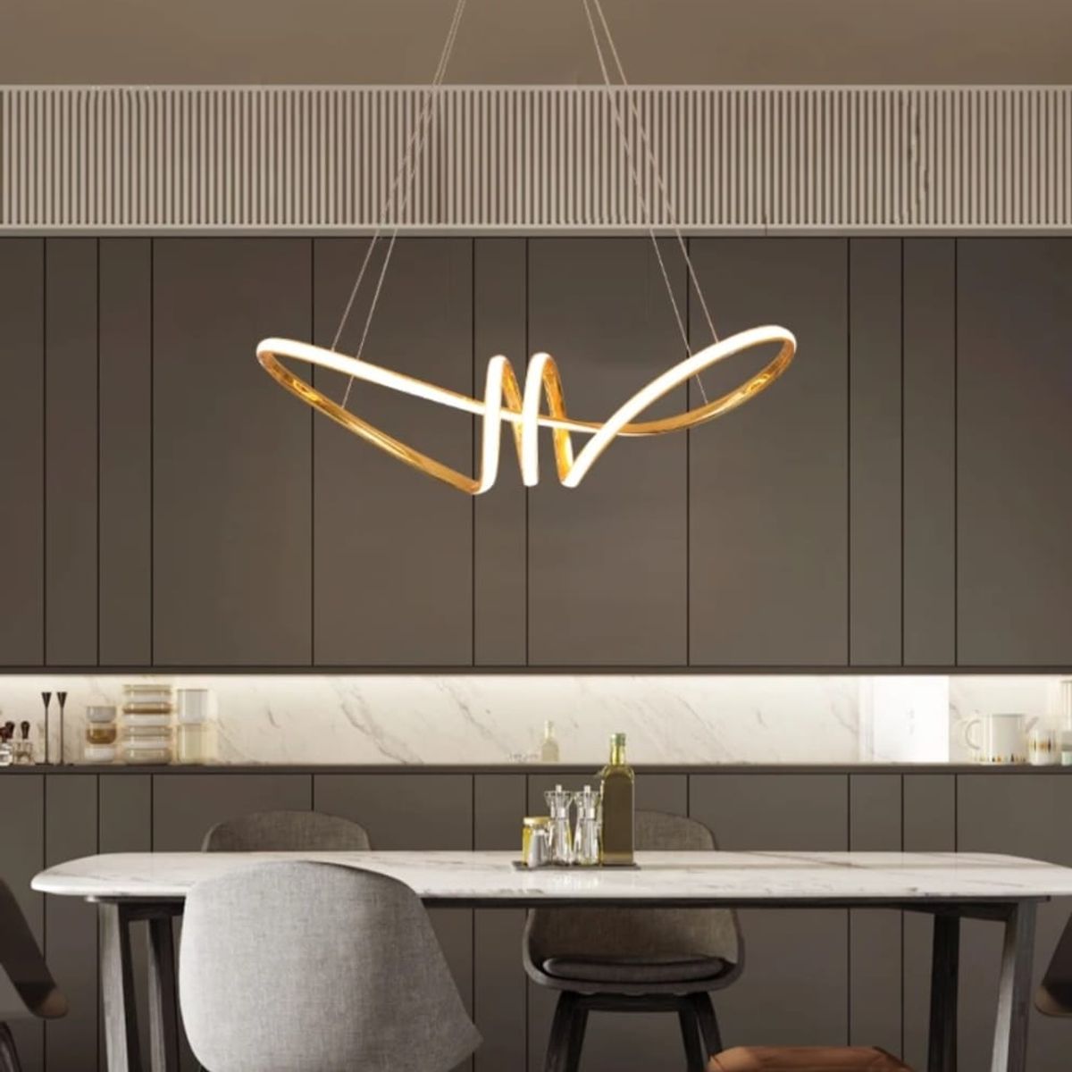 GENERICO - Lámpara colgante Roberta dorado led 3 luces