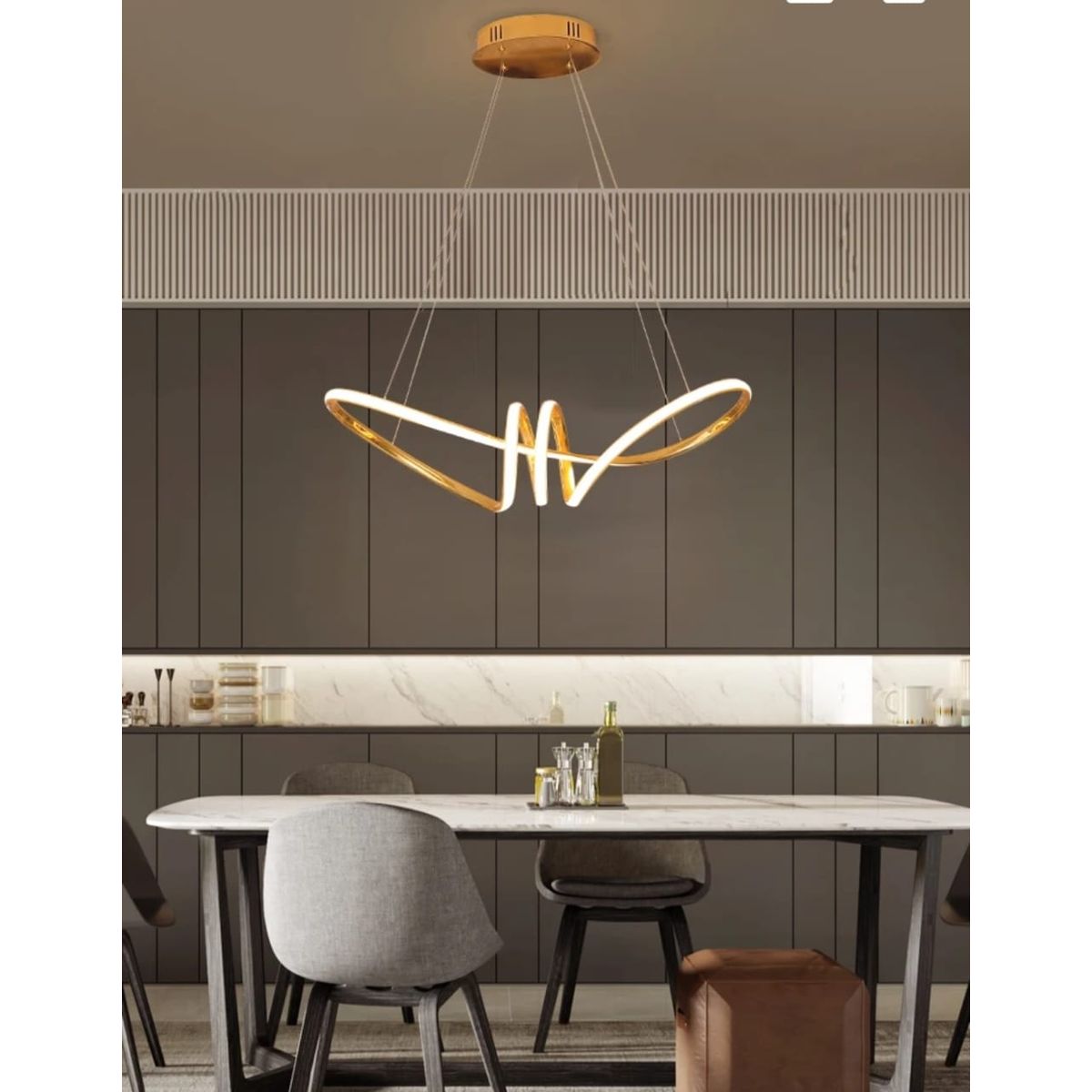 GENERICO - Lámpara colgante Roberta dorado led 3 luces