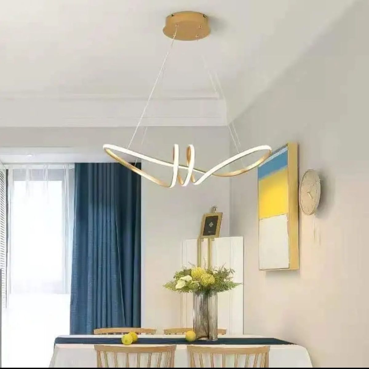 GENERICO - Lámpara colgante Roberta dorado led 3 luces