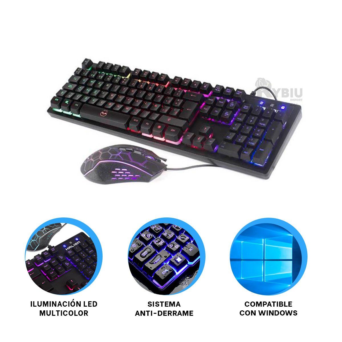 RYBIU IMPORT - Set de Streamers Mouse y Teclado HA855C Y+Gift Stickers