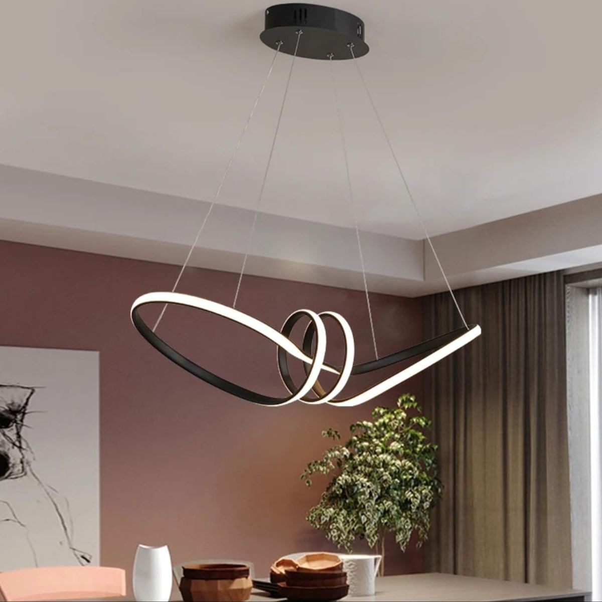 GENERICO - Lámpara colgante Roberta negro led 3 luces