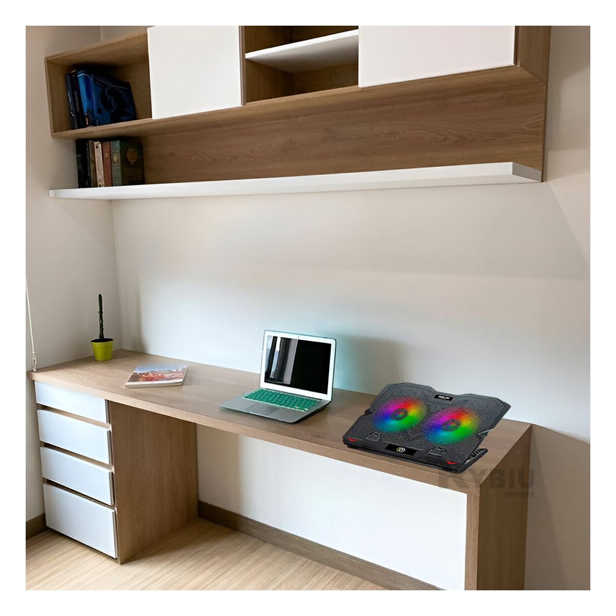 RYBIU IMPORT - Soporte con Ventilador para Laptop AB005H Y+Gift Stickers
