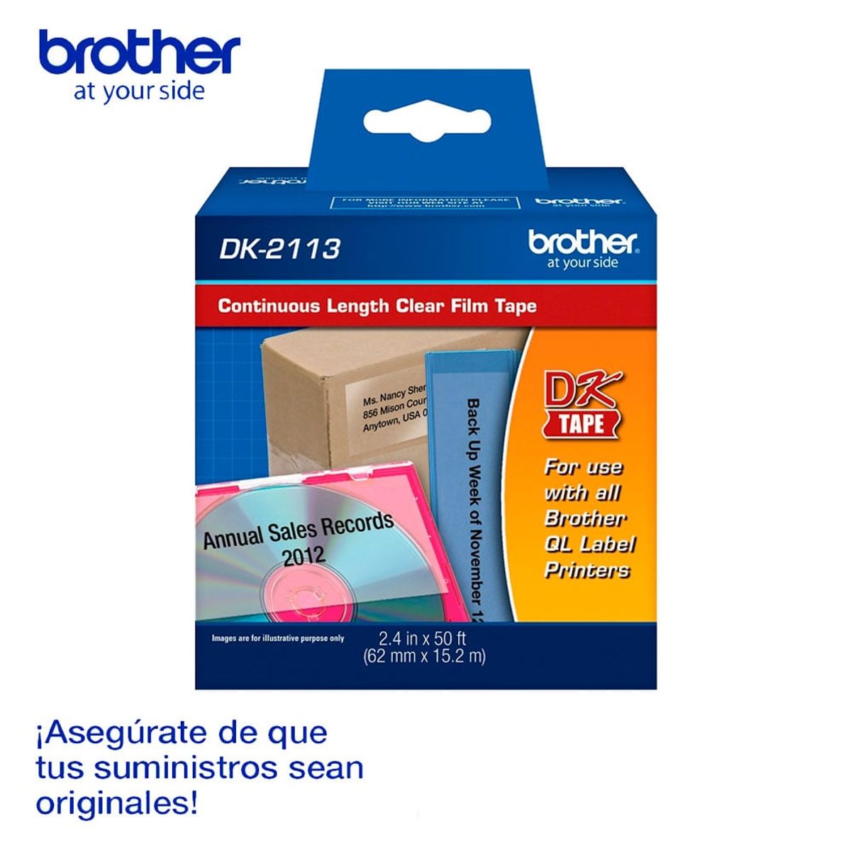 BROTHER - Cinta Brother DK-2113 Rollo Continuo de film transparente