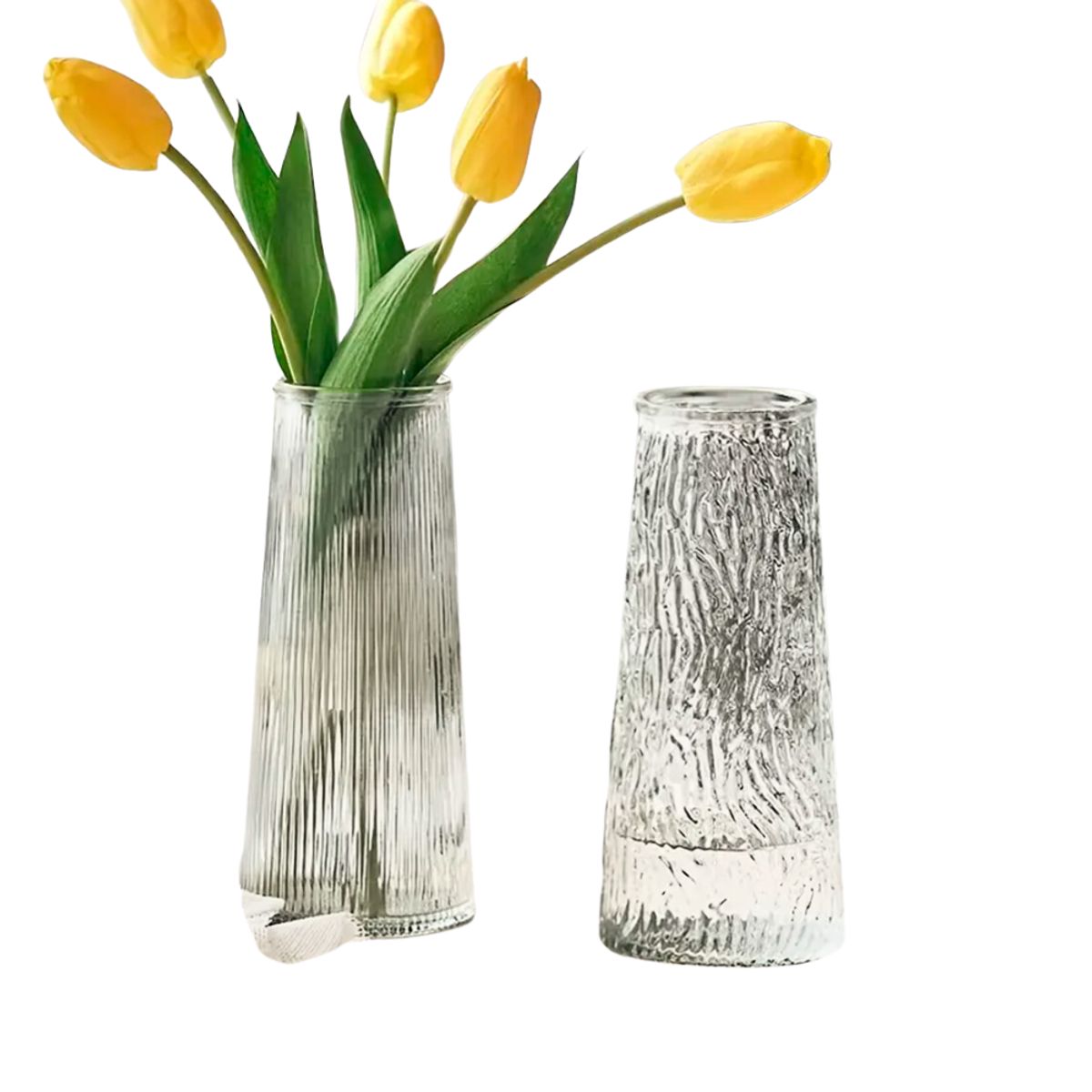 INSPIRA - Juego de 2 Floreros Altos Diseño Labrado