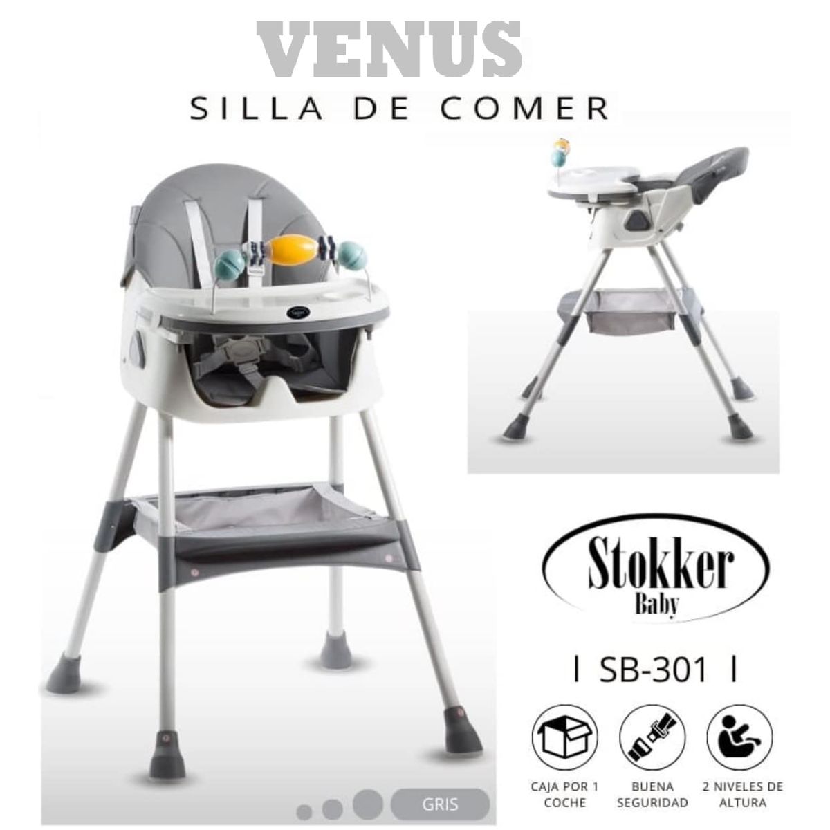 STOKKER BABY - SILLA DE COMER GRIS  DE BEBÉ MODELO VENUS
