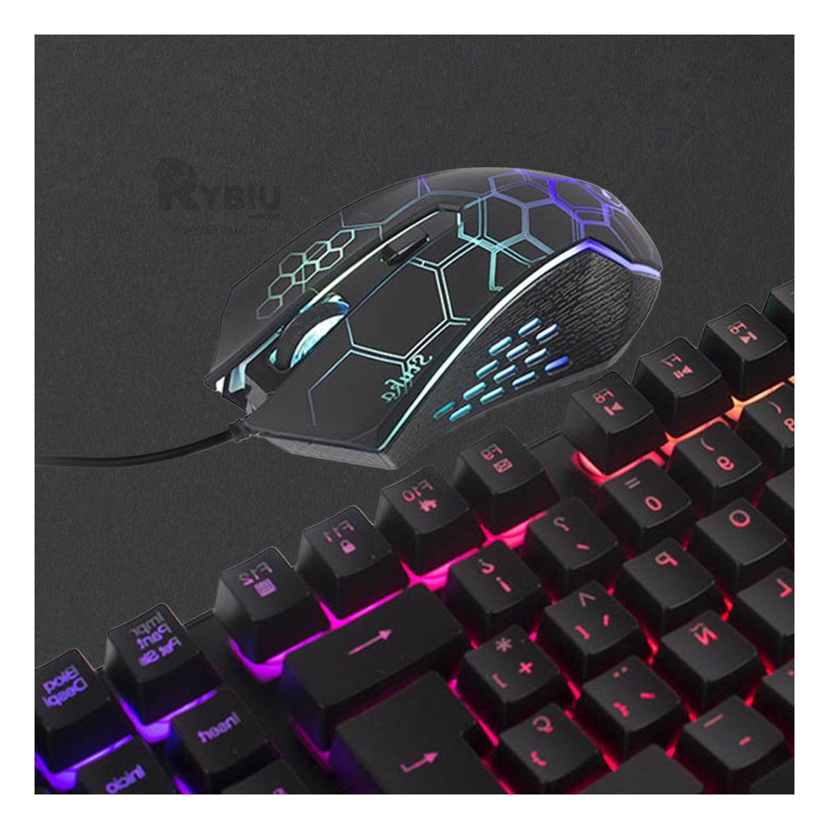 RYBIU IMPORT - Kit de Teclado con Mouse y Luces Modelo HA855C