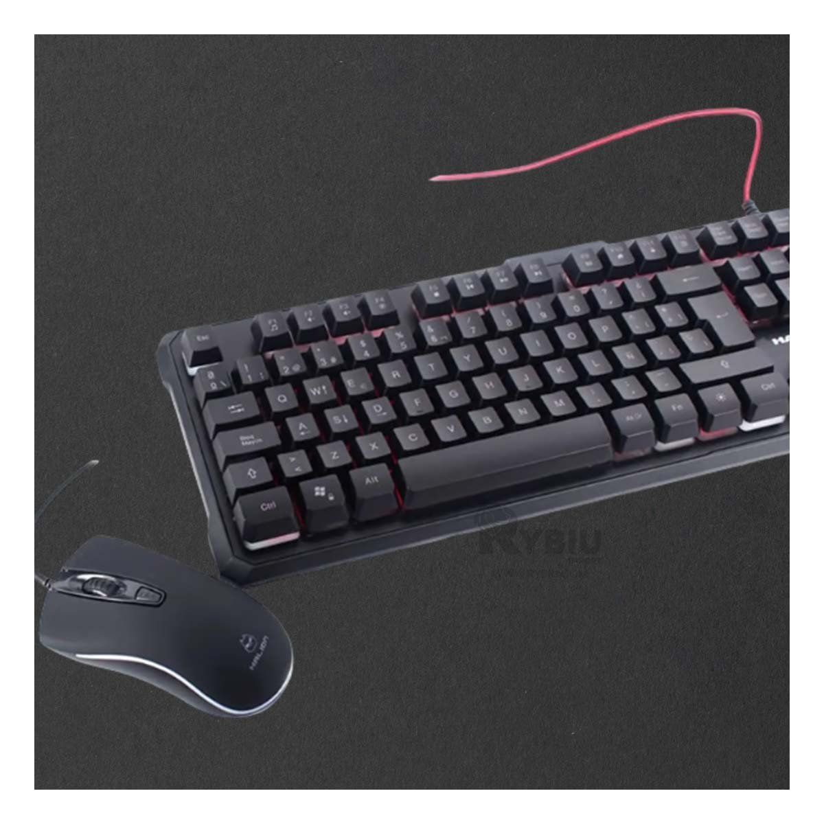 RYBIU IMPORT - Kit de Teclado con Mouse y Luces Modelo HA515C