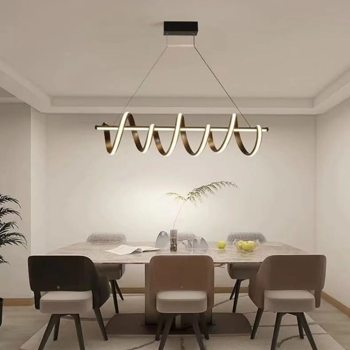 GENERICO - Lámpara colgante Renata negro led 3 luces incluye control