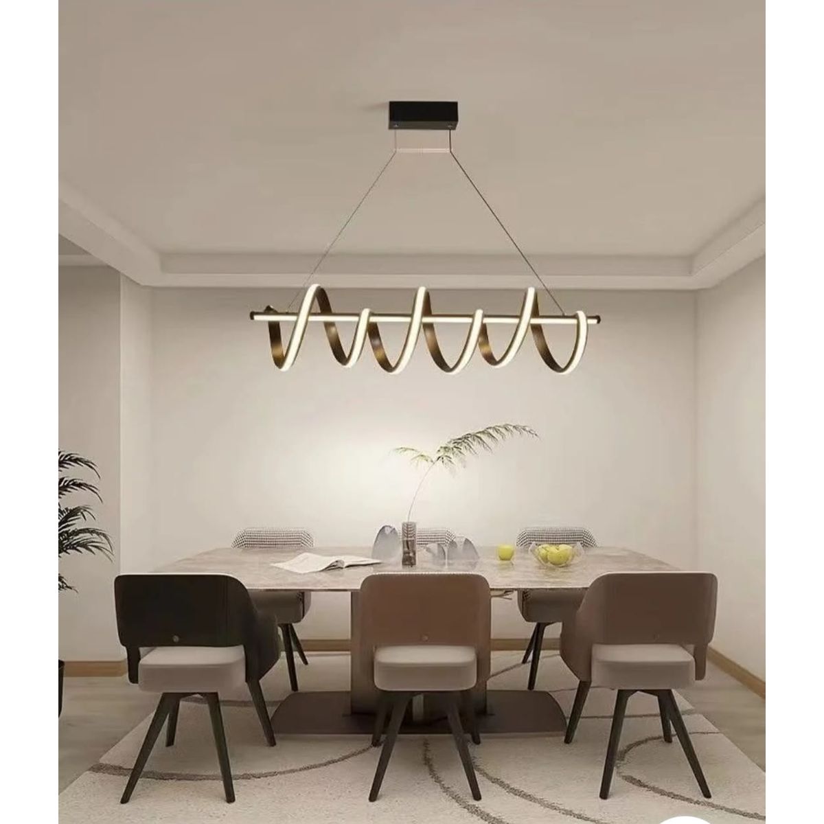 GENERICO - Lámpara colgante Renata negro led 3 luces incluye control