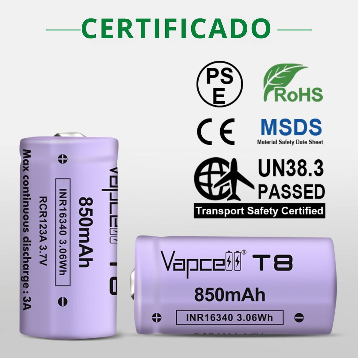 GENERICO - Baterías Recargables CR123A 3,7 v  Litio 16340