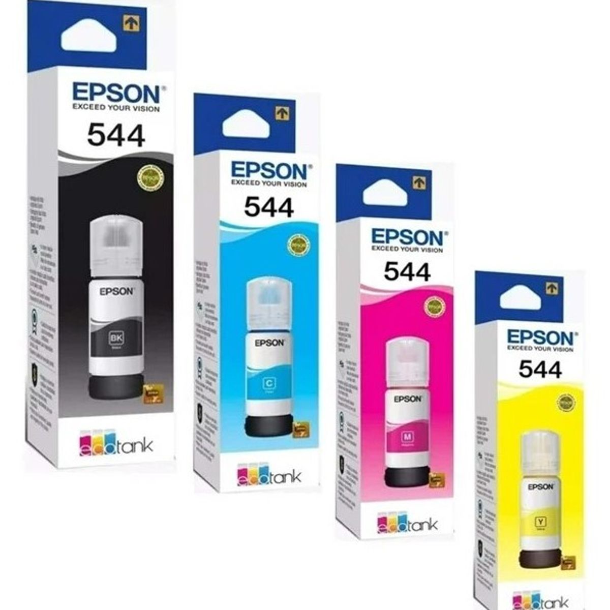 GENERICO - Kit De 4 Tintas Epson T544, Cian, Magenta, Yellow, Black