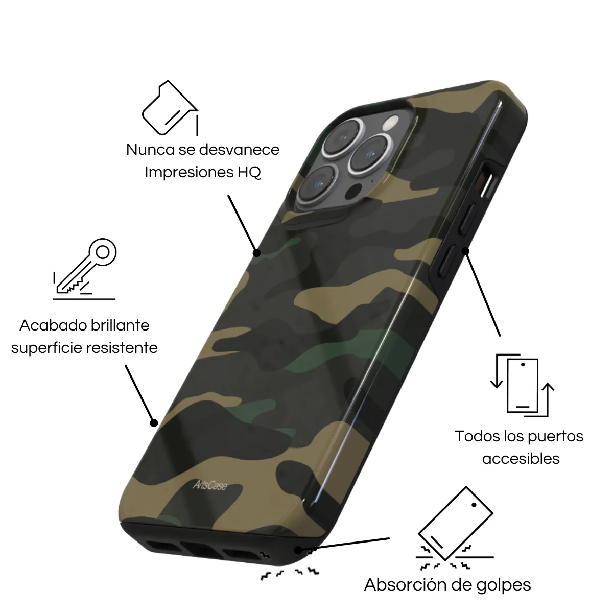 ARTSCASE - Case iphone 16 Pro Max Green Camo ArtsCase