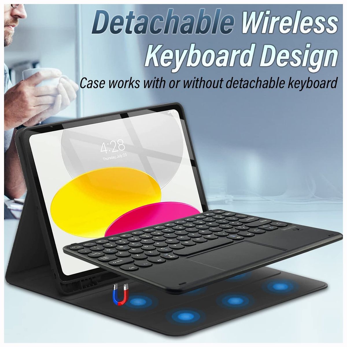 GENERICO - Funda Teclado Para iPad 10ma Generación 10.9 Bluetooth Trackpad -  Black