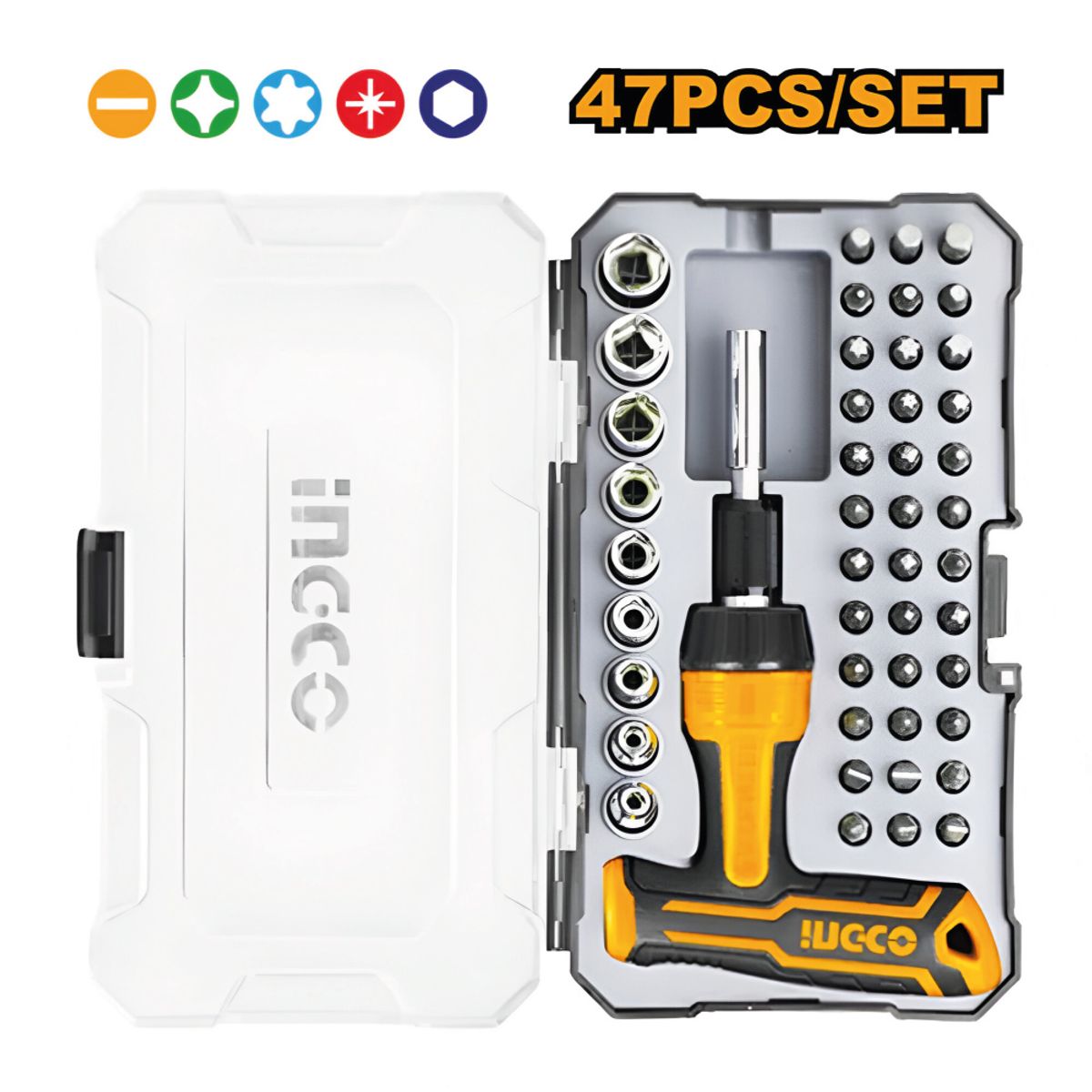 INGCO TOOLS - Set 47 Destornilladores con Mango en T Ingco HKSDB0478