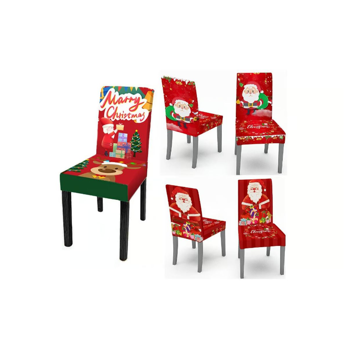 GENERICO - FUNDAS DE SILLAS NAVIDEÑAS - SET DE 6