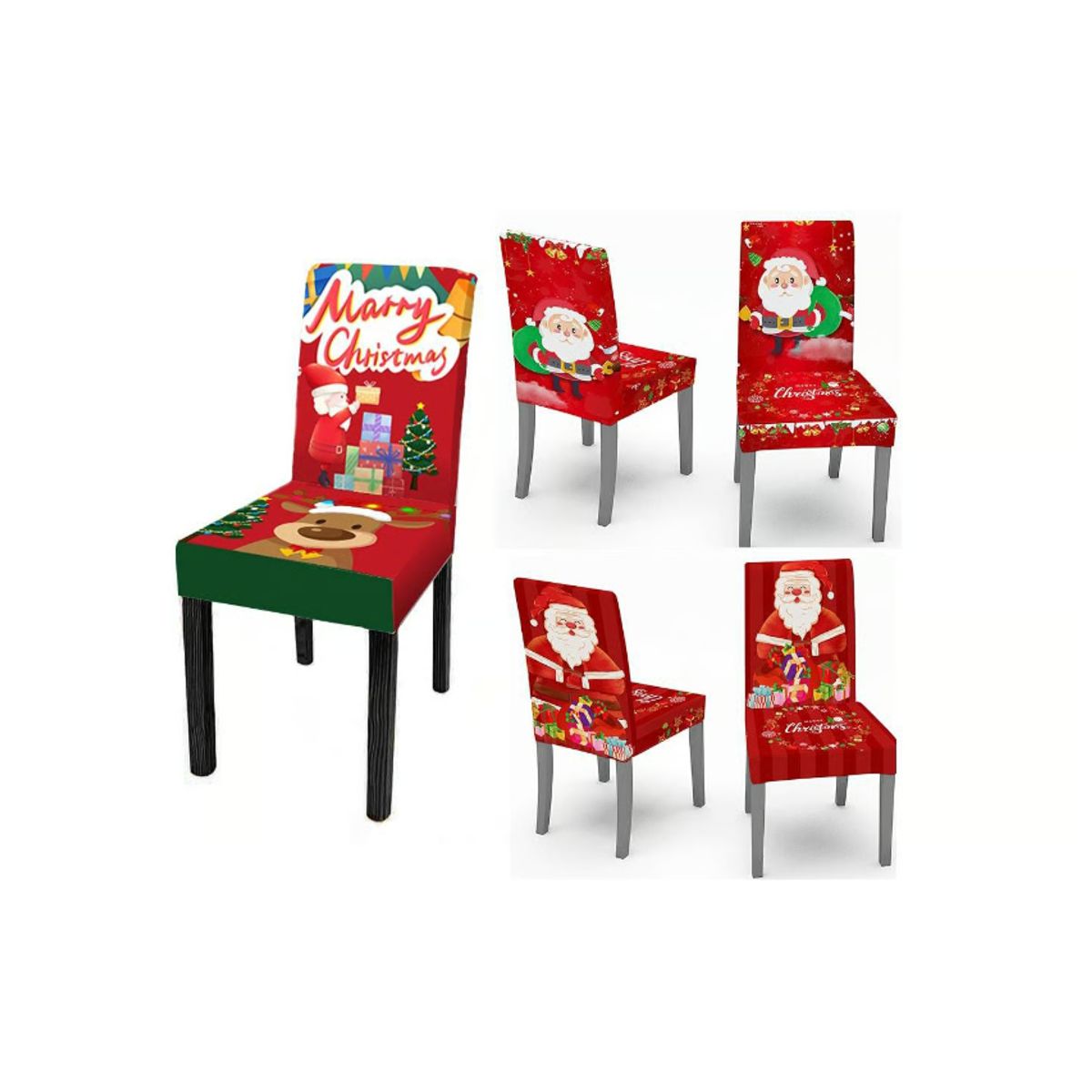 GENERICO - FUNDAS DE SILLAS NAVIDEÑAS - SET DE 6