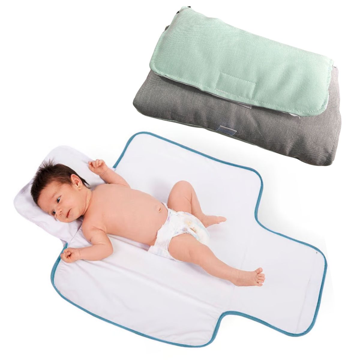 GENERICO - Almohada Y Cambiador Acolchado Portátil Bebé Verde