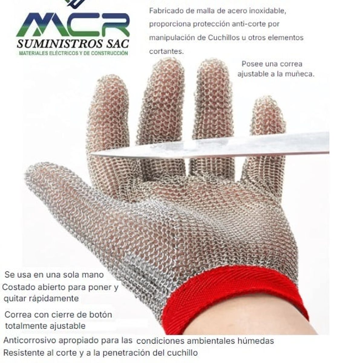 GENERICO - Guante de Corte de Malla de Acero Inoxidable L Carnicero Cocina Costur