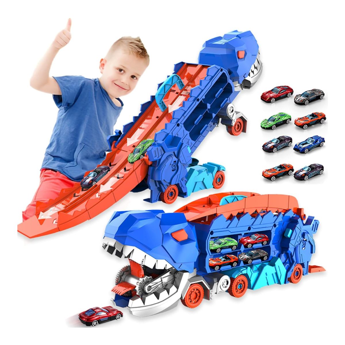 GENERICO - Dinosaurio pista transformable Guarda carritos