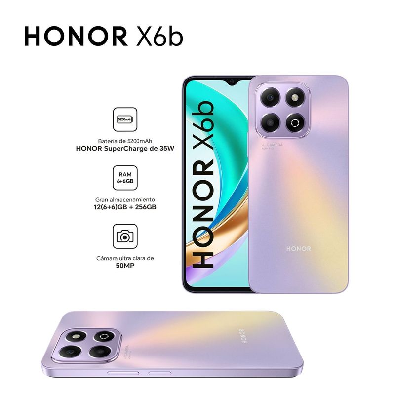 HONOR - HONOR X6b 6GB RAM 256GB COLOR MORADO ESTELAR CON CASE DE REGALO