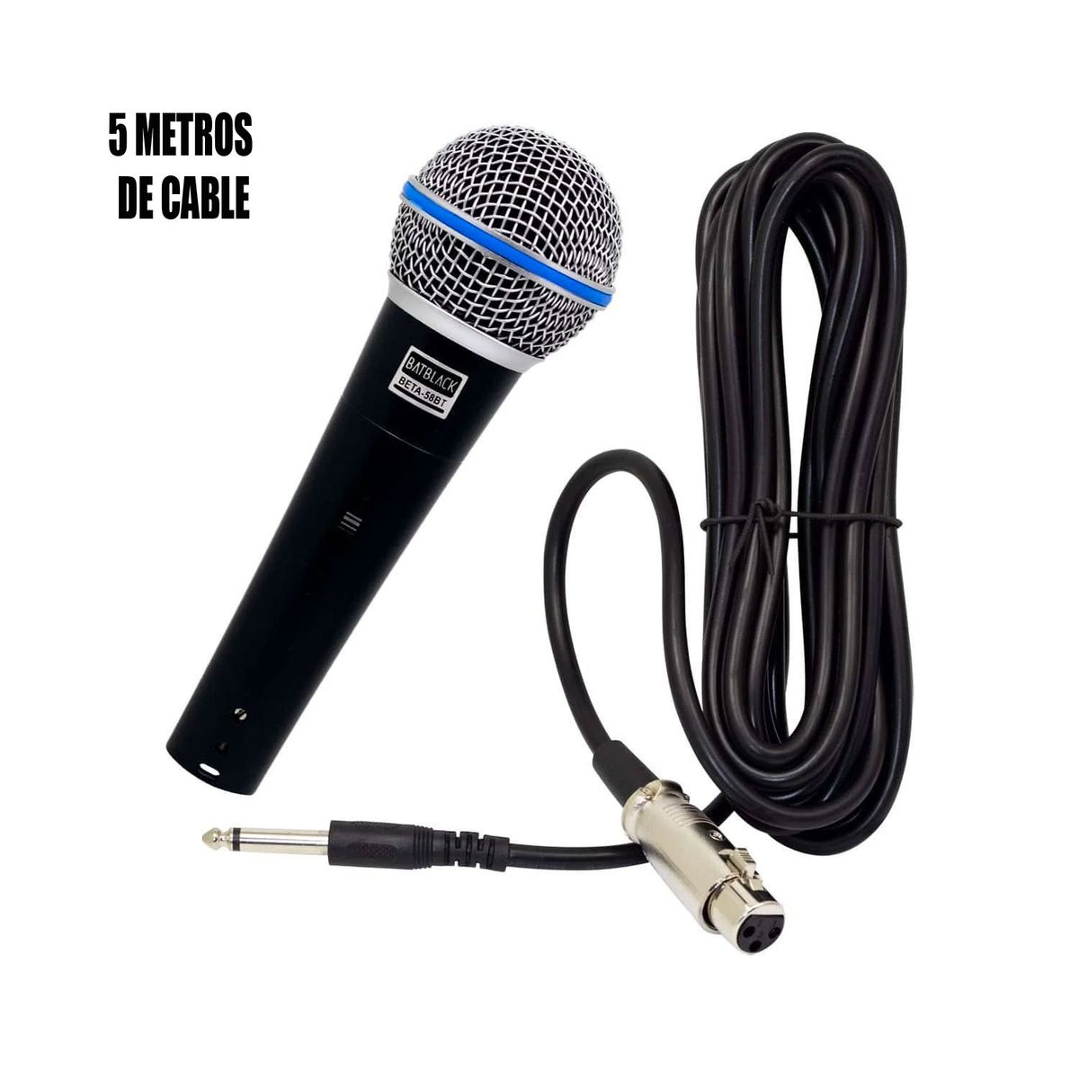 BATBLACK - Micrófono Vocal Dinámico con Cable BETA-58BT BATBLACK